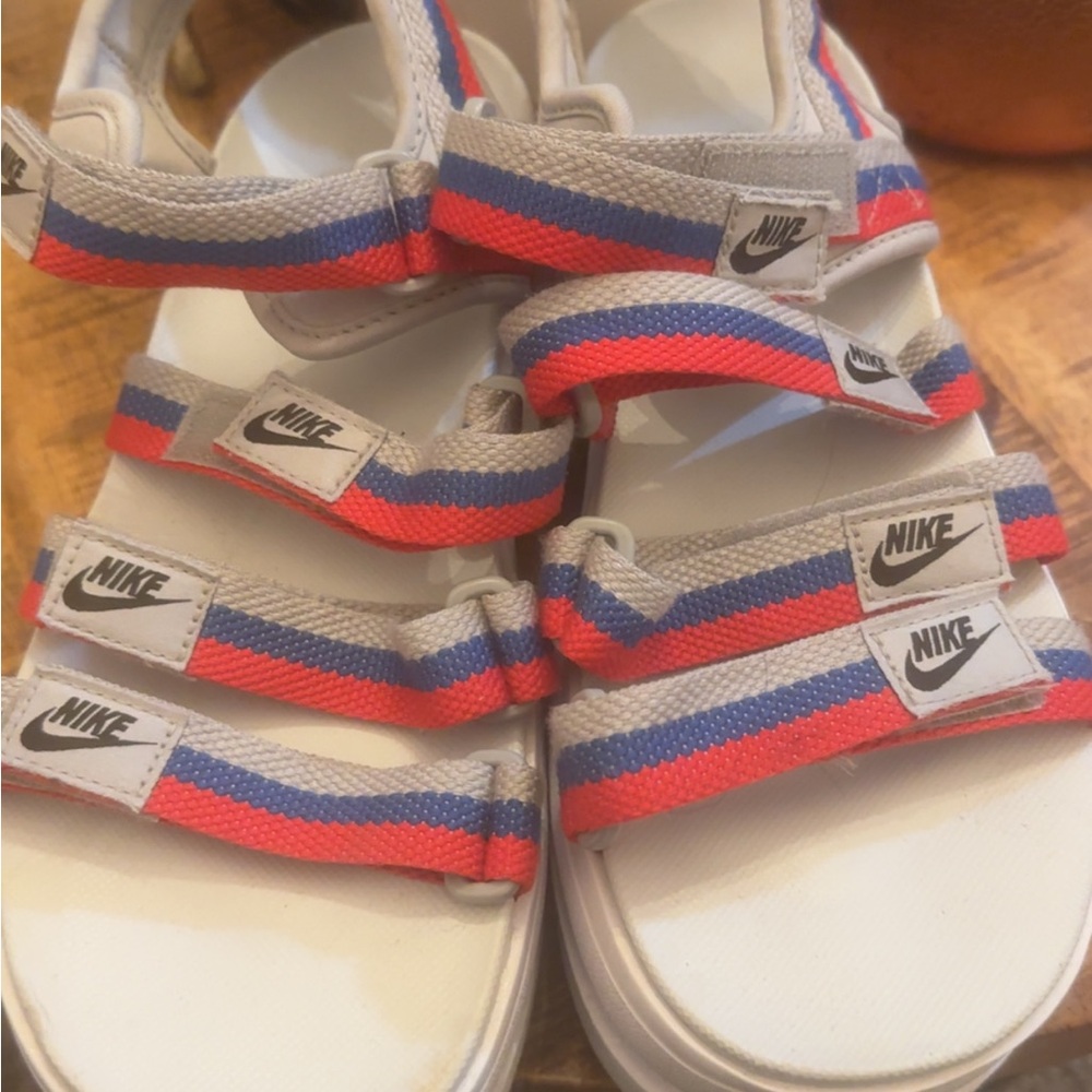 Nike Red and Blue Sandals with Adjustable Straps